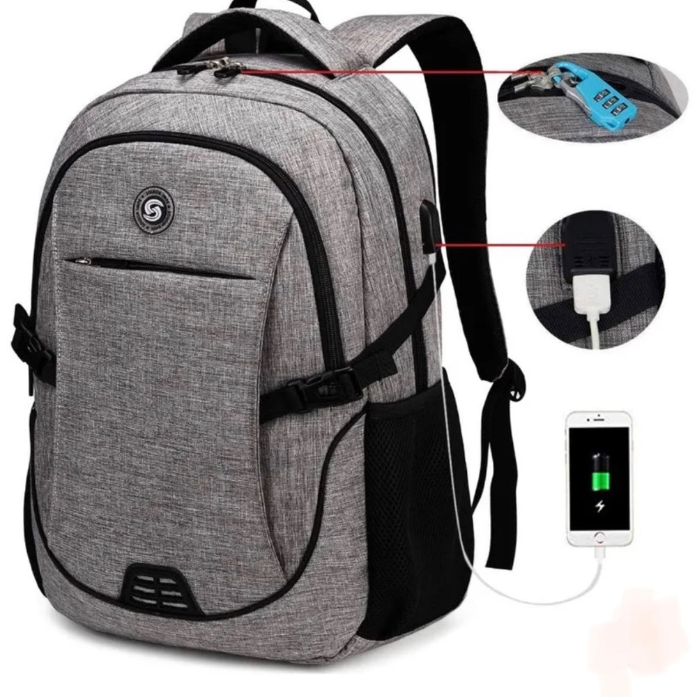 Soldierknife by Tubu Blue Gray Backpack with USB Charging Port